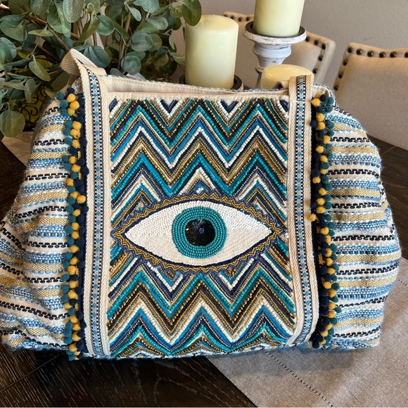 America and Beyond Grecian Nights Evil Eye Tote - Picture 2 of 9